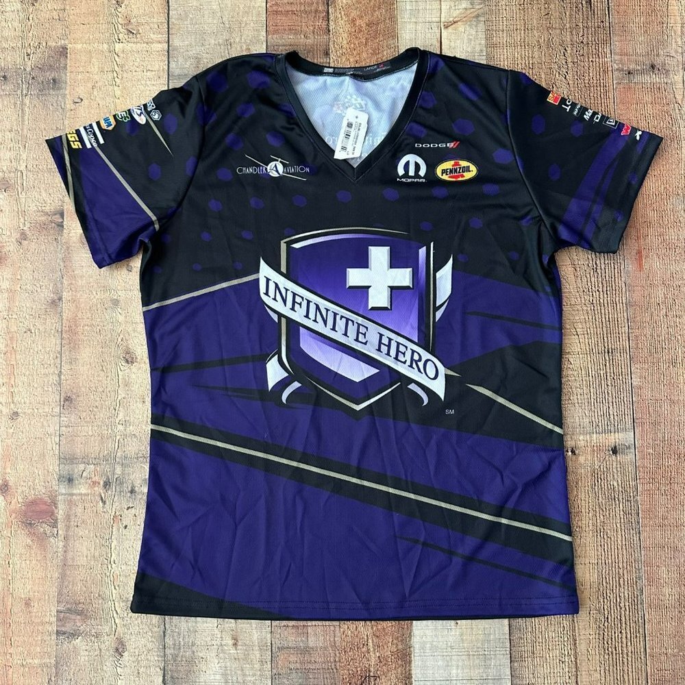 NHRA Nascar black and purple Infinite Hero Mopar Racing Jersey women's Large